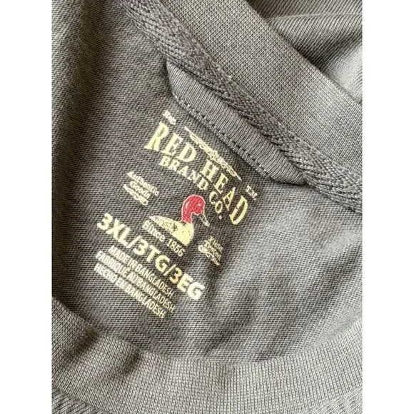 Red Head Green Henley Shirt 3XL Long Sleeve Casual Pocket - Picture 5 of 12